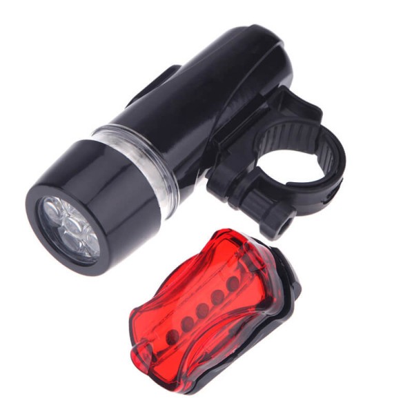 Set far si stop, cu led, pentru bicicleta, culoare negru, tip I, lanterna